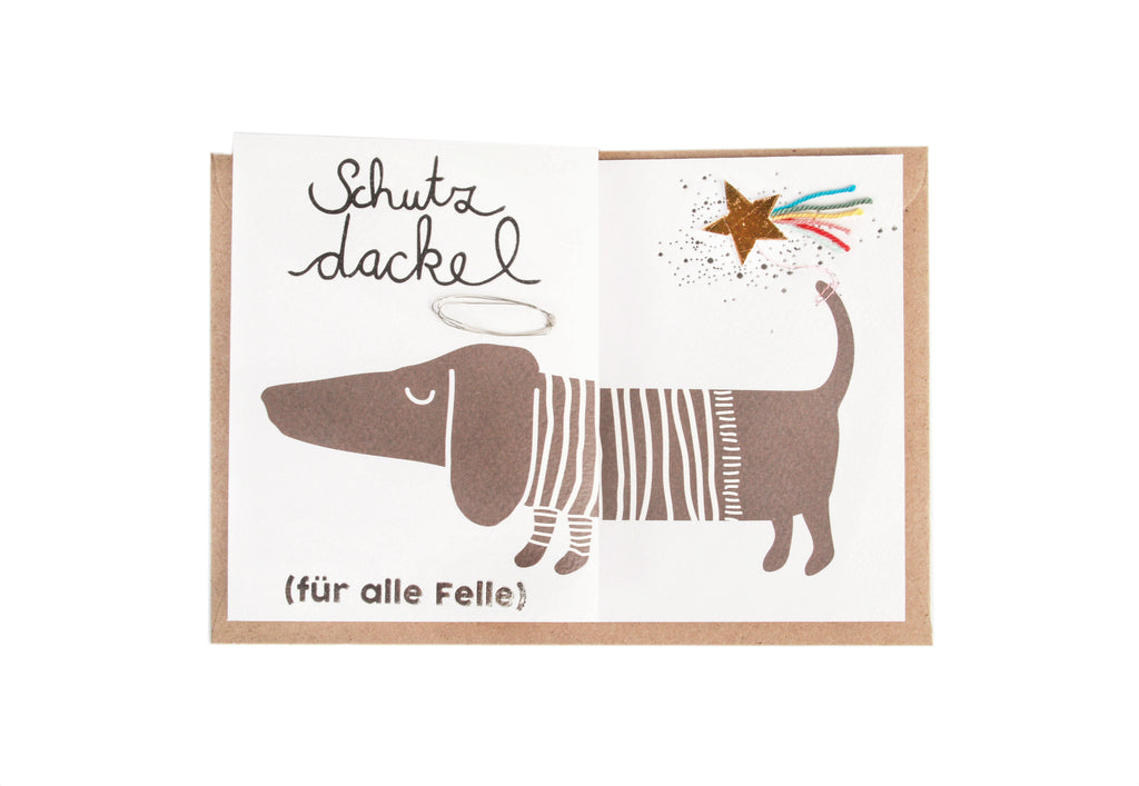 Dackelkarte zum Aufklappen – mit Umschlag 4 Motive