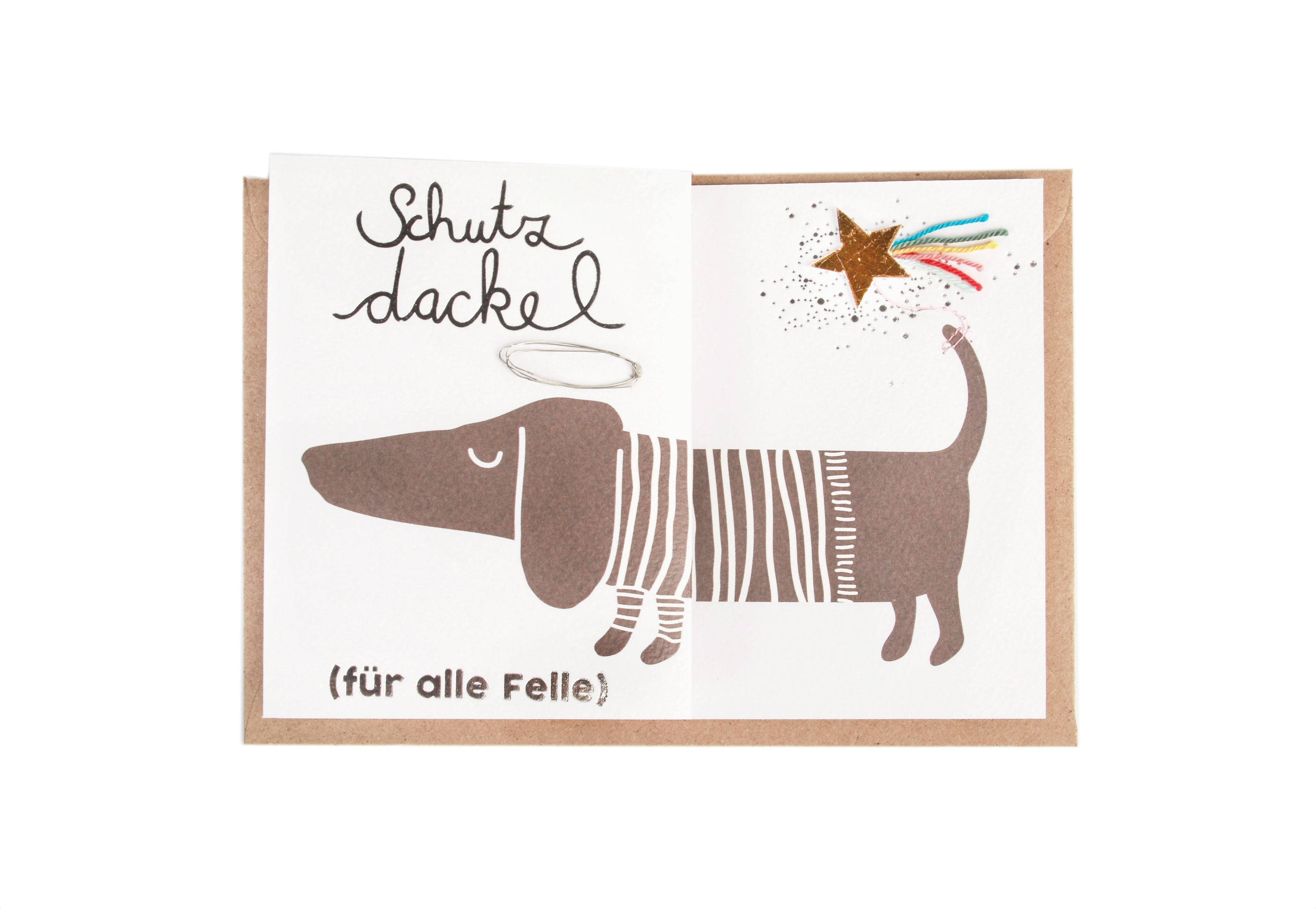 Dackelkarte zum Aufklappen – mit Umschlag 4 Motive