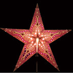 Papierstern Mandala Glitter Pink , 5 Zacken/ Magnetverschluß  60cm ausgestanzt und hinterklebt / Glitter