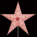 Papierstern Mandala Glitter Pink , 5 Zacken/ Magnetverschluß  60cm ausgestanzt und hinterklebt / Glitter