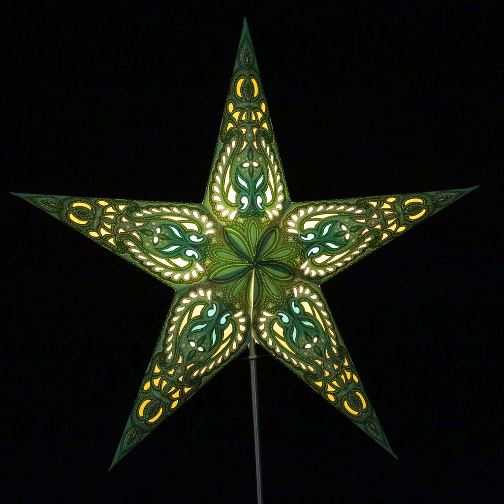 Papierstern Aldebaran grün 5 Zack 60cm