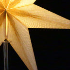 Papierstern Melchior weiß/Goldglitter 60cm Papierstern 7 Zack, handgeschöpftes Papier mit Goldstreifen