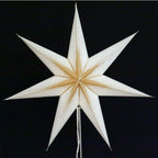 Papierstern Melchior weiß/Goldglitter 60cm Papierstern 7 Zack, handgeschöpftes Papier mit Goldstreifen