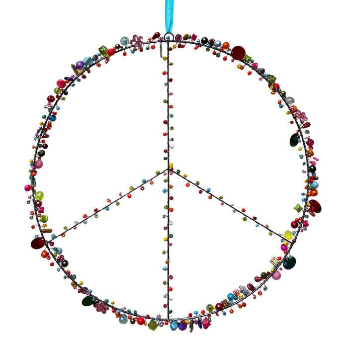 Perlen Peace-Zeichen zum Hängen – bunt 30cm