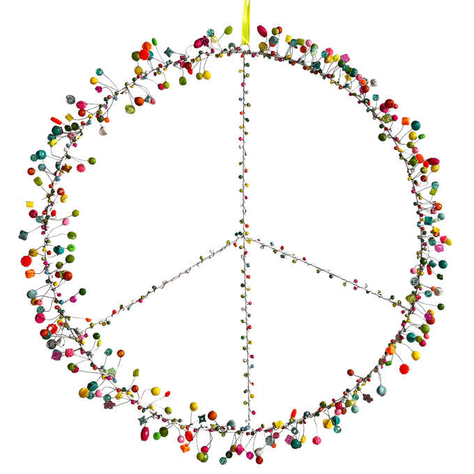 Perlen Peace-Zeichen zum Hängen – neon 40cm