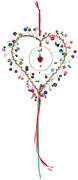 Perlenherz mit Kreis zum Hängen – Bunt, 15 cm