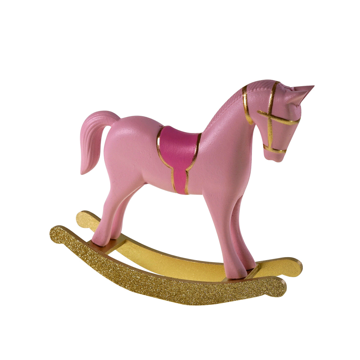 Schaukelpferd aus Holz – Rosa, 26 × 6 × 23 cm