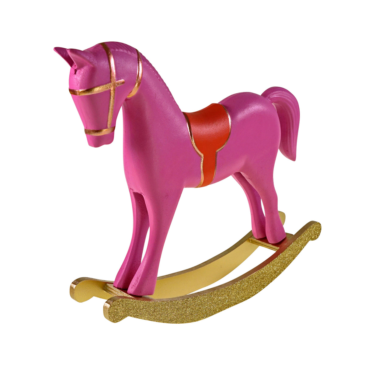 Schaukelpferd aus Holz – Pink, 35 × 7 × 31 cm