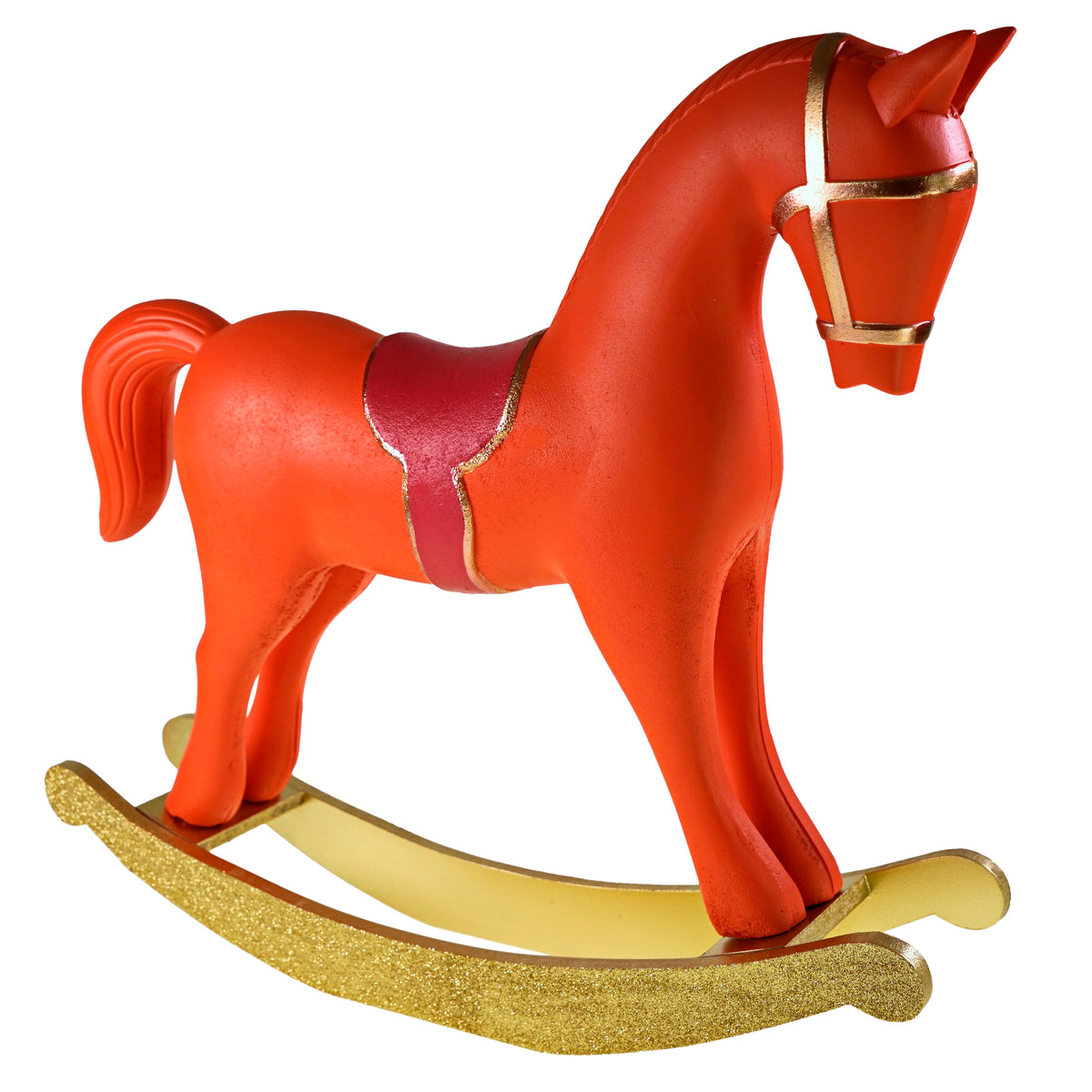 Schaukelpferd aus Holz – Orange, 47 × 10 × 42 cm