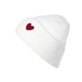 Feinstrick-Beanie mit Herz – Weiß