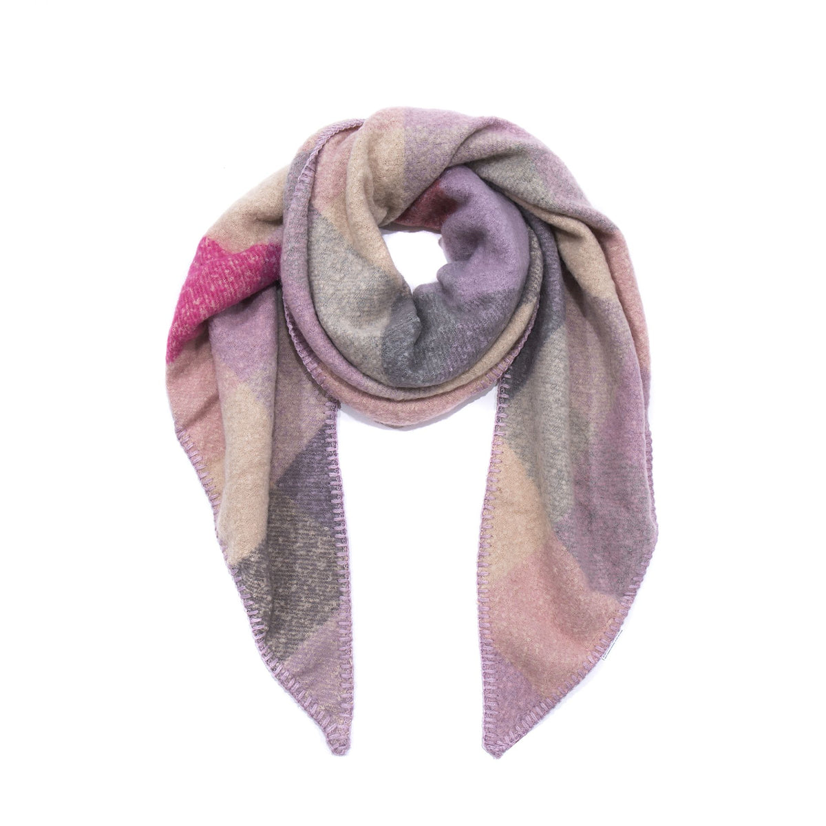 Dreieckstuch mit Karomuster – Rosa