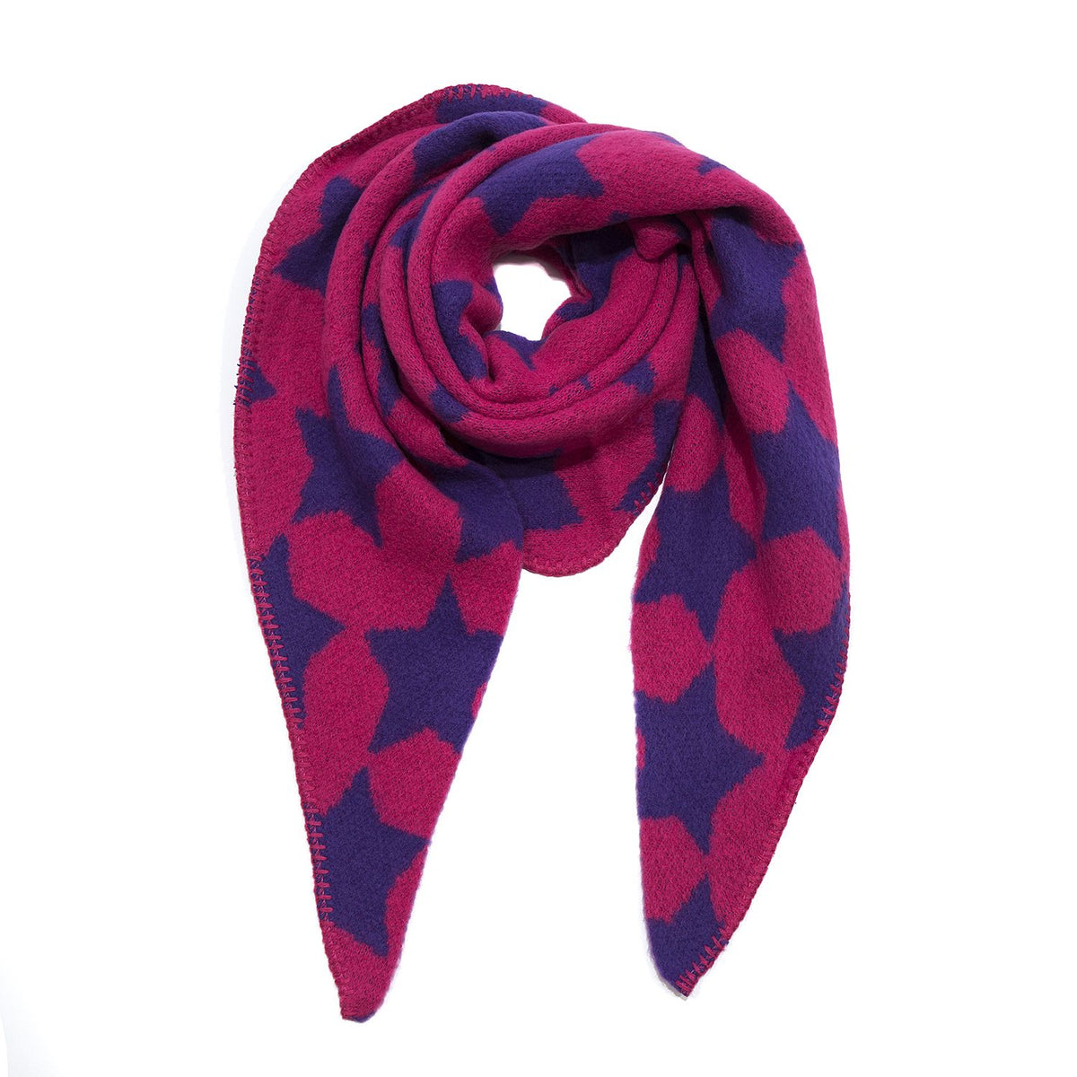Dreieckstuch Bouclé Stern Pink/Navy