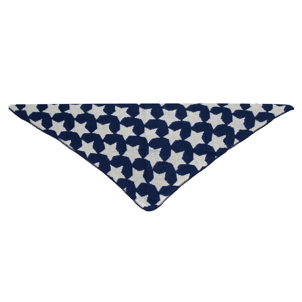 Dreieckstuch Bouclé Stern Navy/Weiß