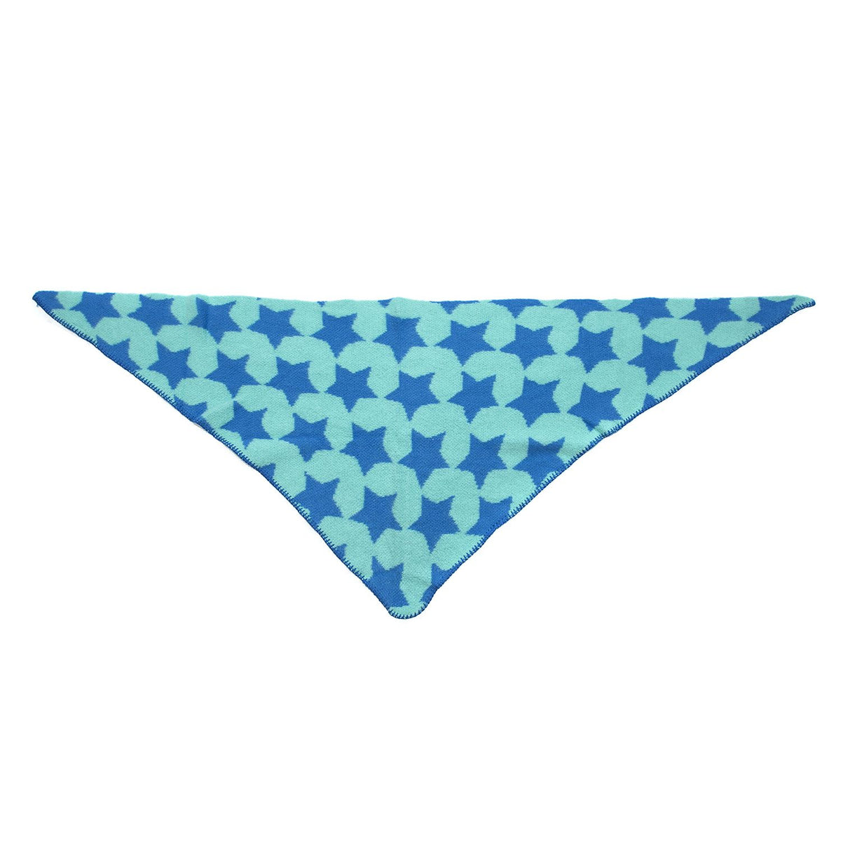 Dreieckstuch Bouclé Stern Blau/Türkis