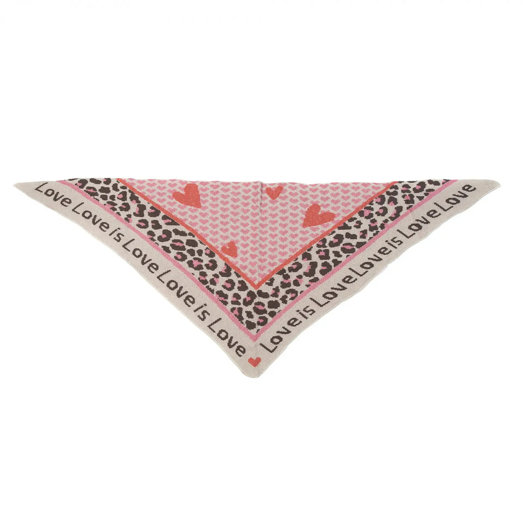 Dreieckstuch mit Animal-Leomuster und Herzen Rosa