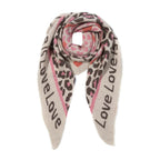 Dreieckstuch mit Animal-Leomuster und Herzen Rosa