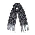 XXL Fransenschal Leopard Grau