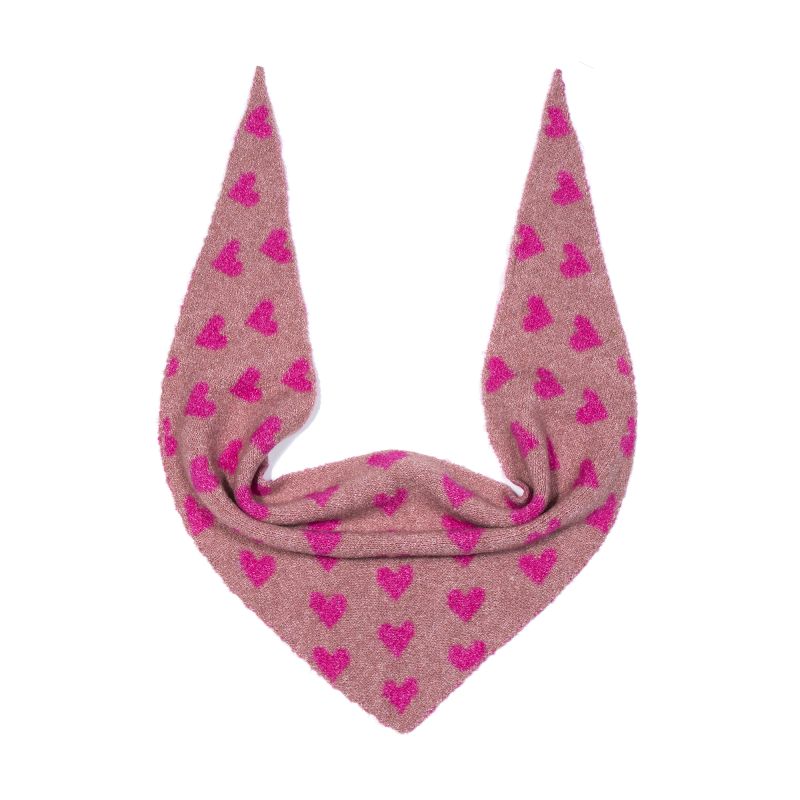 Kleines Dreieckstuch mit Herzen – Pink