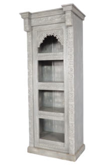 Indischer Bücherschrank, offenes Regal  Almirah "grau" 190cm