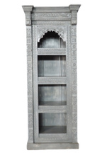 Indischer Bücherschrank, offenes Regal  Almirah "grau" 190cm