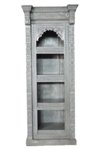 Indischer Bücherschrank, offenes Regal  Almirah "grau" 190cm