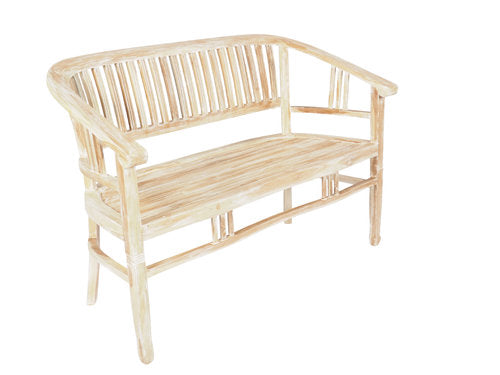 Teakholz Gartenbank „Betawi“ 3-Sitzer – weiß gekälkt