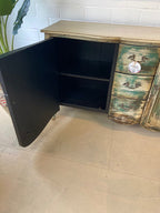 Sideboard „Shabby Chic“ Grün – handbemalte Kommode aus Indonesien