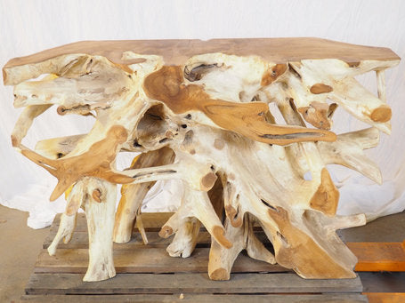 Wurzelholz Konsole Wandtisch aus Teakholz – 130 cm