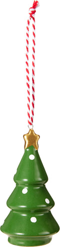 Hängedeko Weihnachtsbaum 10 cm – Grün mit rosa Punkten