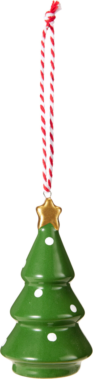 Hängedeko Weihnachtsbaum 10 cm – Grün mit rosa Punkten