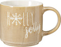 Becher aus Steinzeug – 400 ml – Holly jolly – Beige
