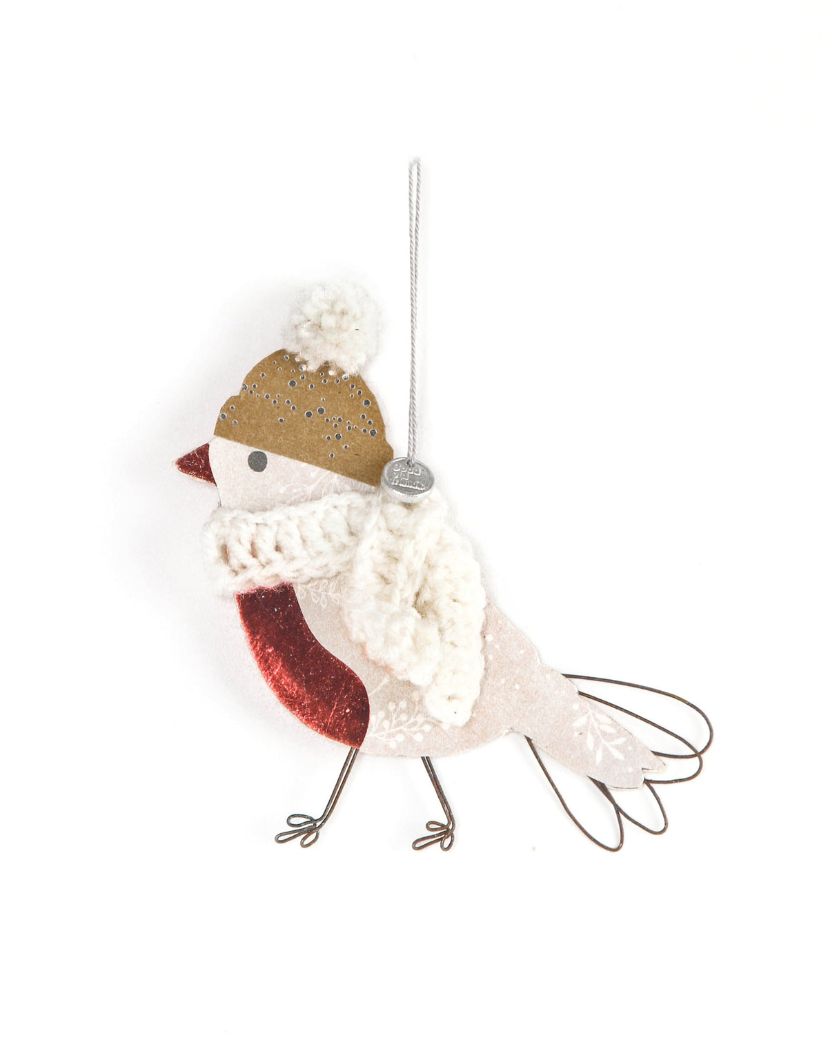 Good old friends Wintervogel – Rot mit Blumen und weißem Schal