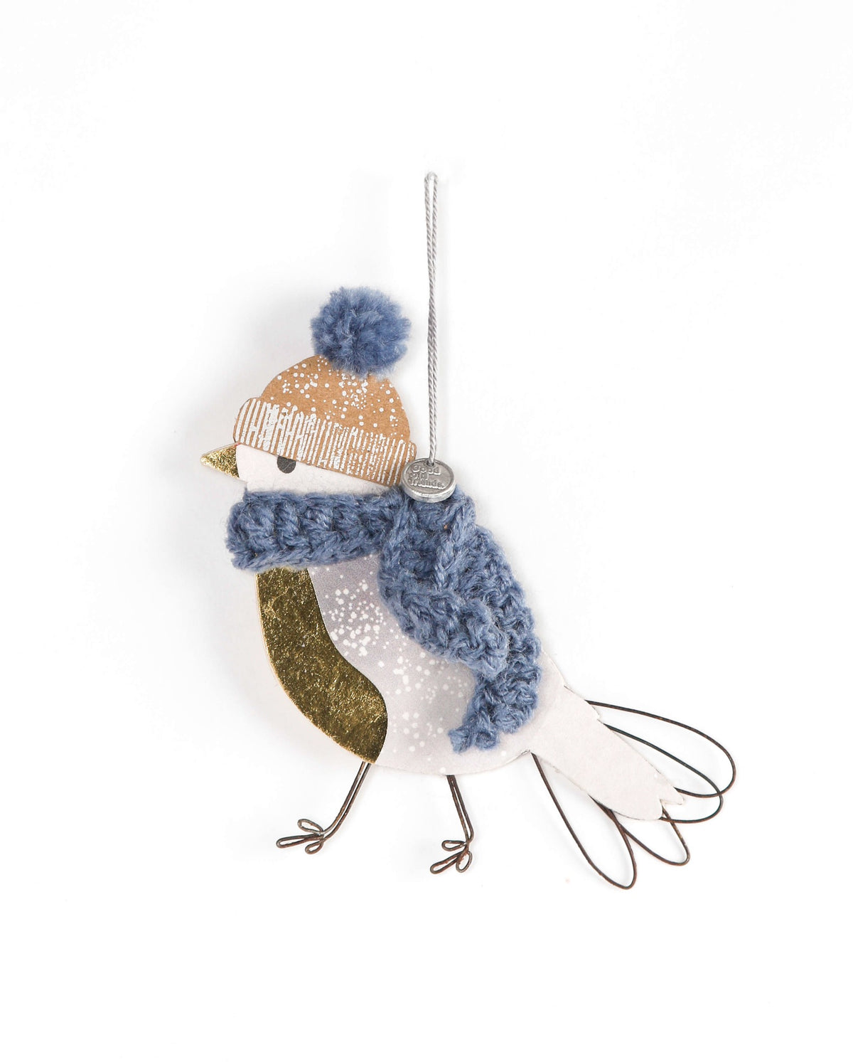 Good old friends Wintervogel – Gold mit Punkten und blauem Schal