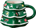 Grüner Koopmann-Weihnachtsbecher in Tannenbaumform mit Sternen und Zuckerstangen