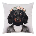 pad Kissenhülle EMMA mit Hund und Blumenkranz