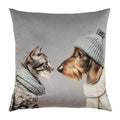 PAD Kissenhülle CAT LOVES DOG light grey, ca. 45 × 45 cm