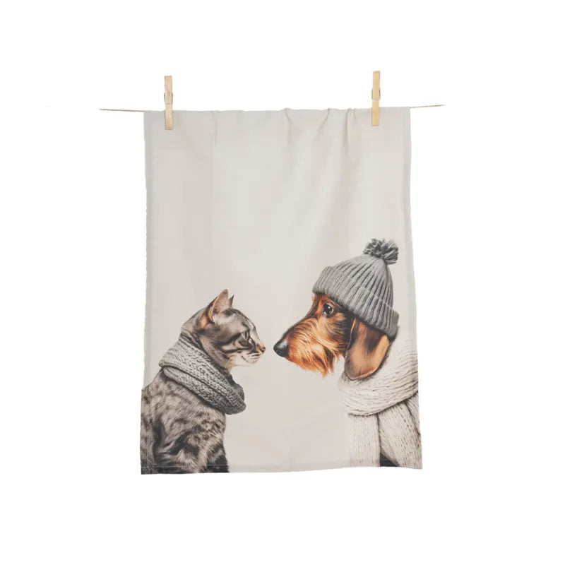 PAD Küchenhandtuch CAT LOVES DOG light grey, 50 × 70 cm