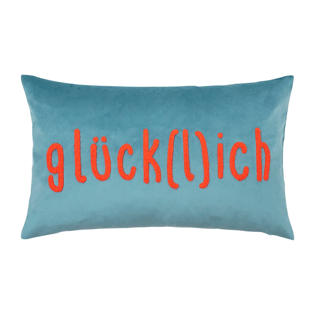 PAD Kissenhülle glück(l)ich-aqua, 35 × 60 cm