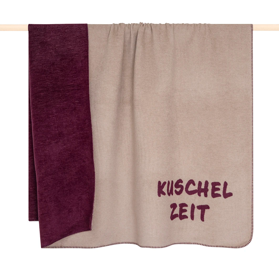 PAD Decke COZY UP taupe-burgundy zeit, 150 × 200 cm