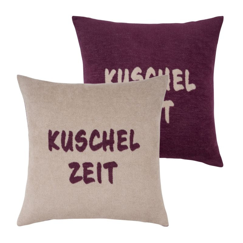 PAD Kissenhülle COZY UP taupe-burgundy zeit, 50 × 50 cm