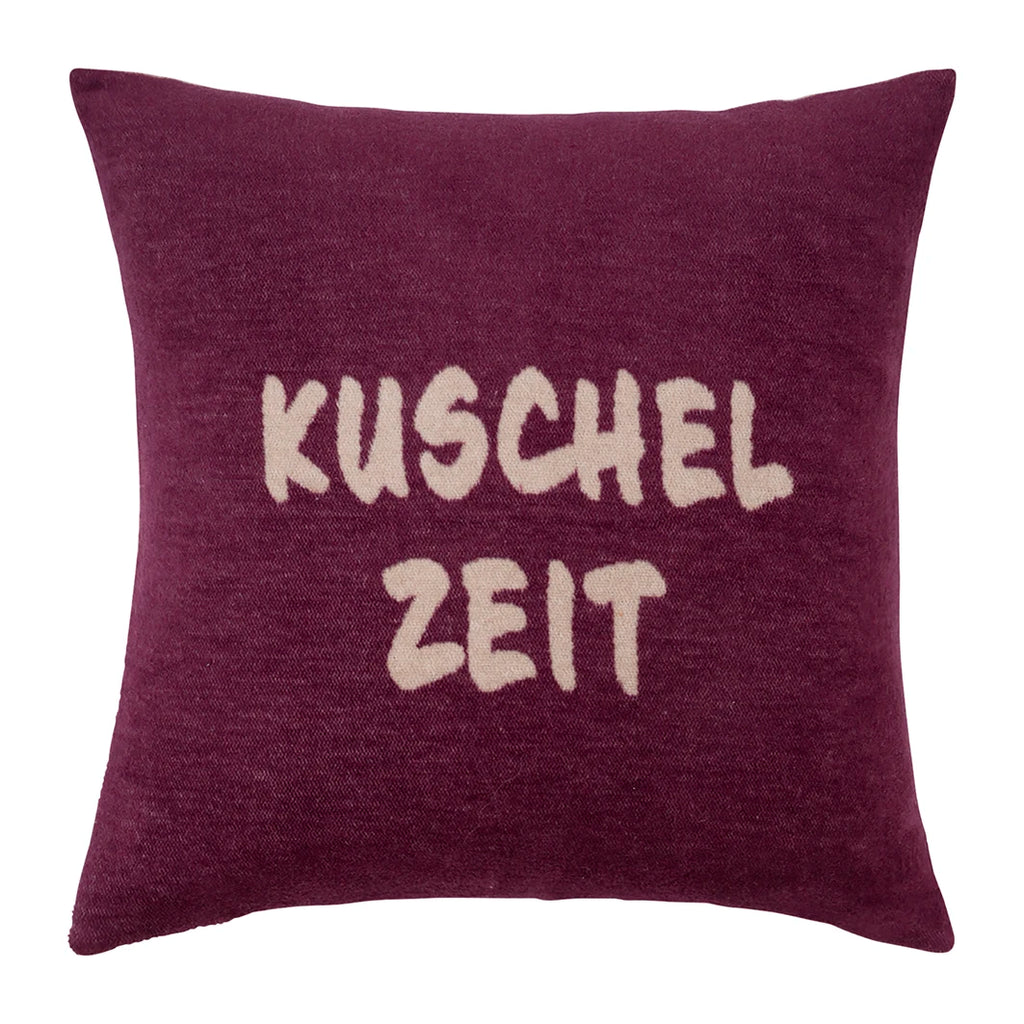 PAD Kissenhülle COZY UP taupe-burgundy zeit, 50 × 50 cm – Rückseite