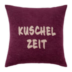 PAD Kissenhülle COZY UP taupe-burgundy zeit, 50 × 50 cm – Rückseite