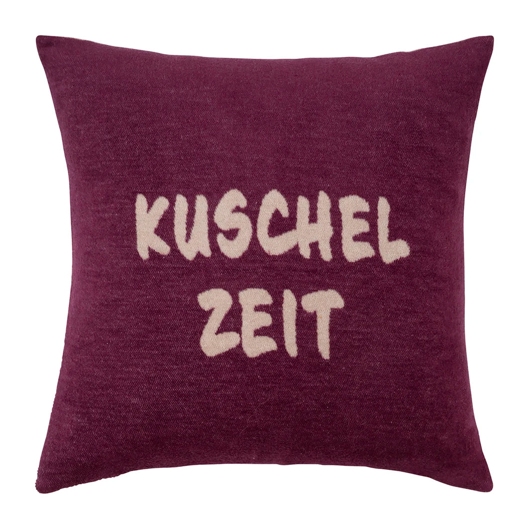 PAD Kissenhülle COZY UP taupe-burgundy zeit, 50 × 50 cm – Rückseite