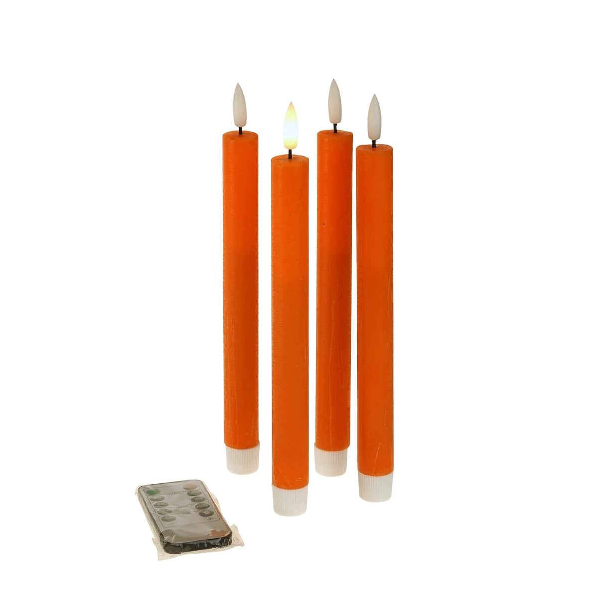 Voß LED Stabkerze, orange – 4er-Set – H. 24,5 cm