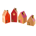 Voß Kerzenhalter Adventhäuser gold/rosa – 4er-Set – 6 × 9 cm