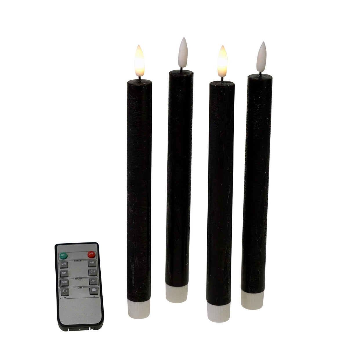 Voß LED Stabkerze, schwarz – 4er-Set – H.24,5 cm