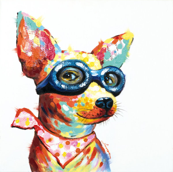 Acrylbild Hund mit Brille